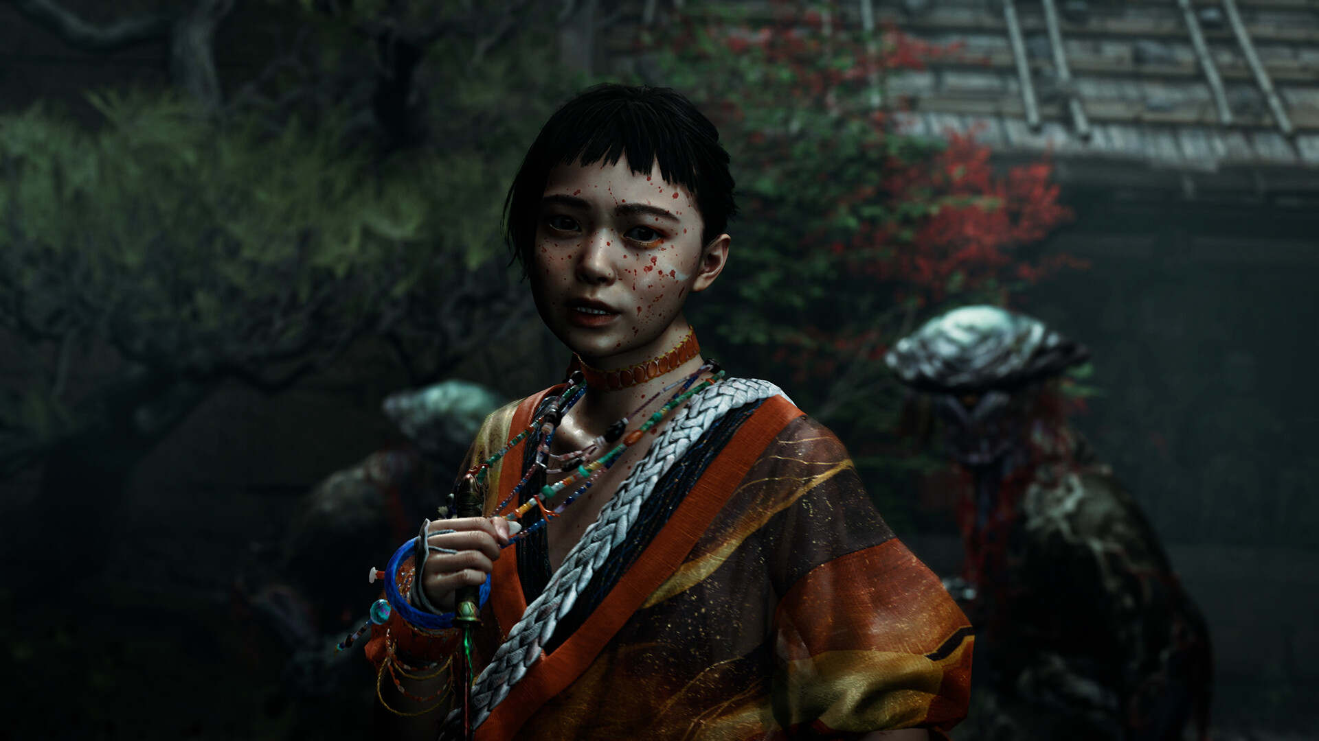 Onimusha: Way of the Sword demo showing Miyamoto Musashi drawing his blade inside the Kiyomizu-dera temple stage.
