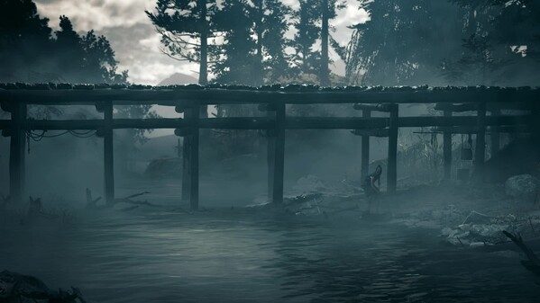 A misty bridge between Kyoto districts in Onimusha: Way of the Sword, the routes the guides map out.