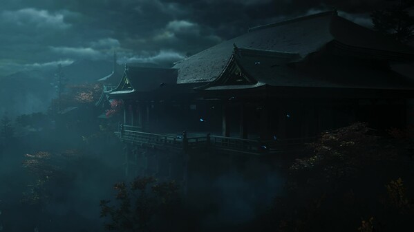 Genma swarming a temple courtyard